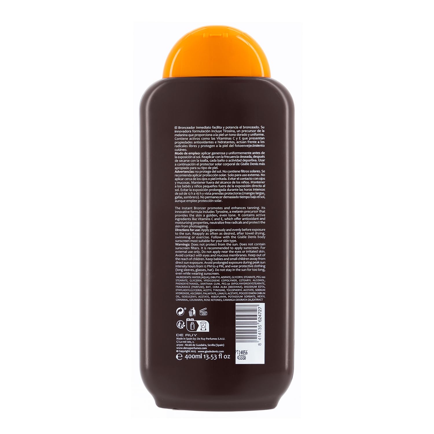 GISÈLE DENIS - Instant Tan 400 ml, Crema Abbronzante, Acceleratore di Abbronzatura, Abbronzatura Solare con Estratto di Carota, Intensificatore e Booster, Lozione Abbronzante Corpo