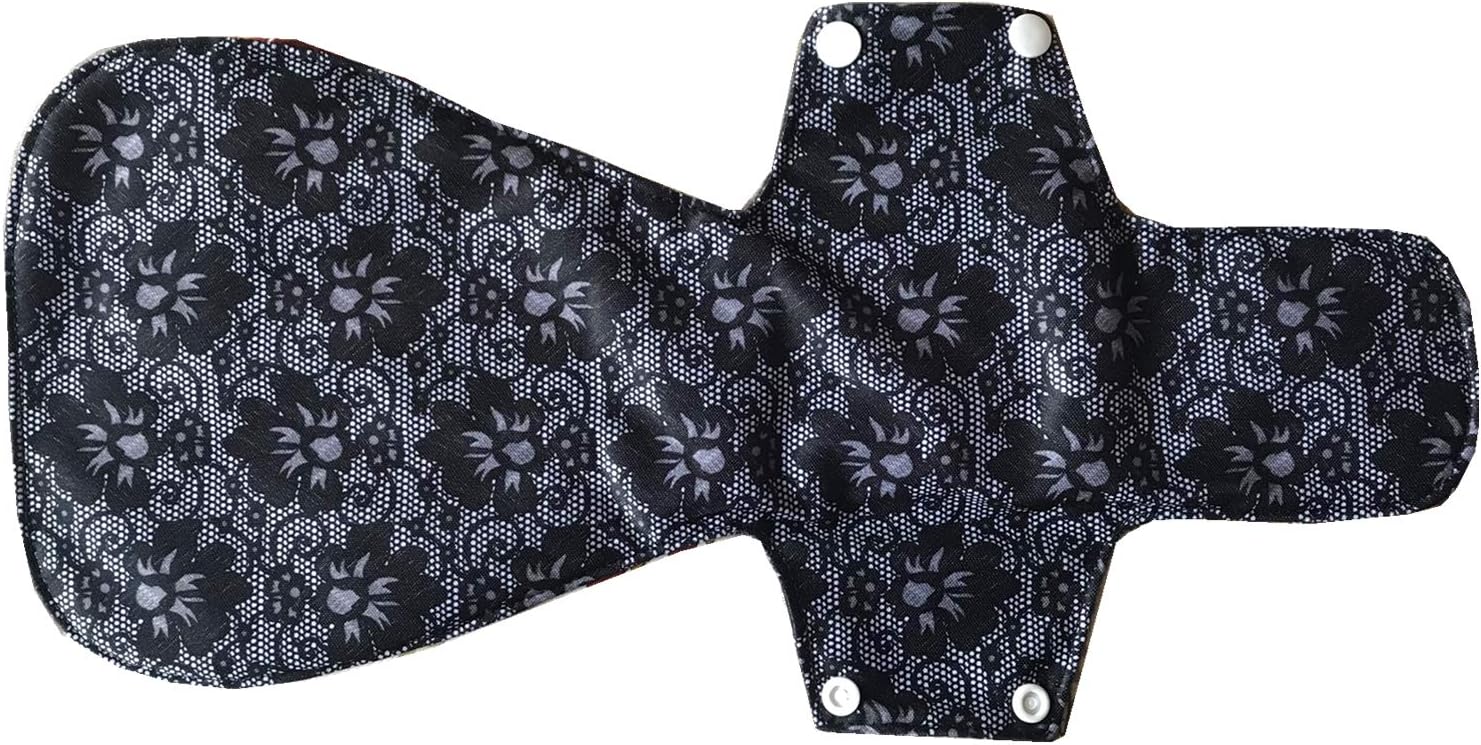MUMBABY 5 Pieces 16inch Ultra-deep Sleep Charcoal Bamboo Mama Cloth/Menstrual Pads/Reusable Sanitary Pads