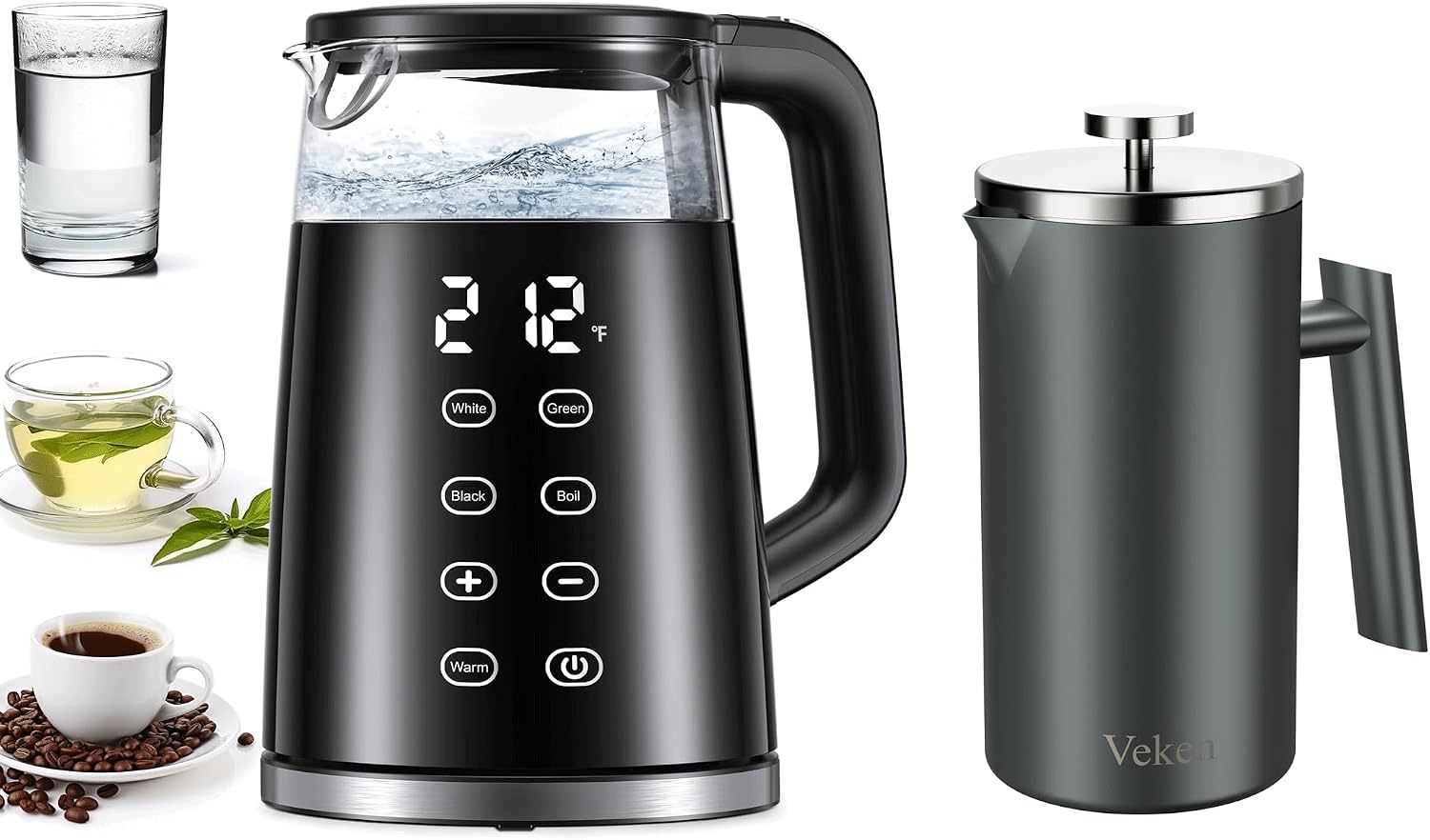 Veken Electric Kettle Temp Control + Double Wall Vacuum