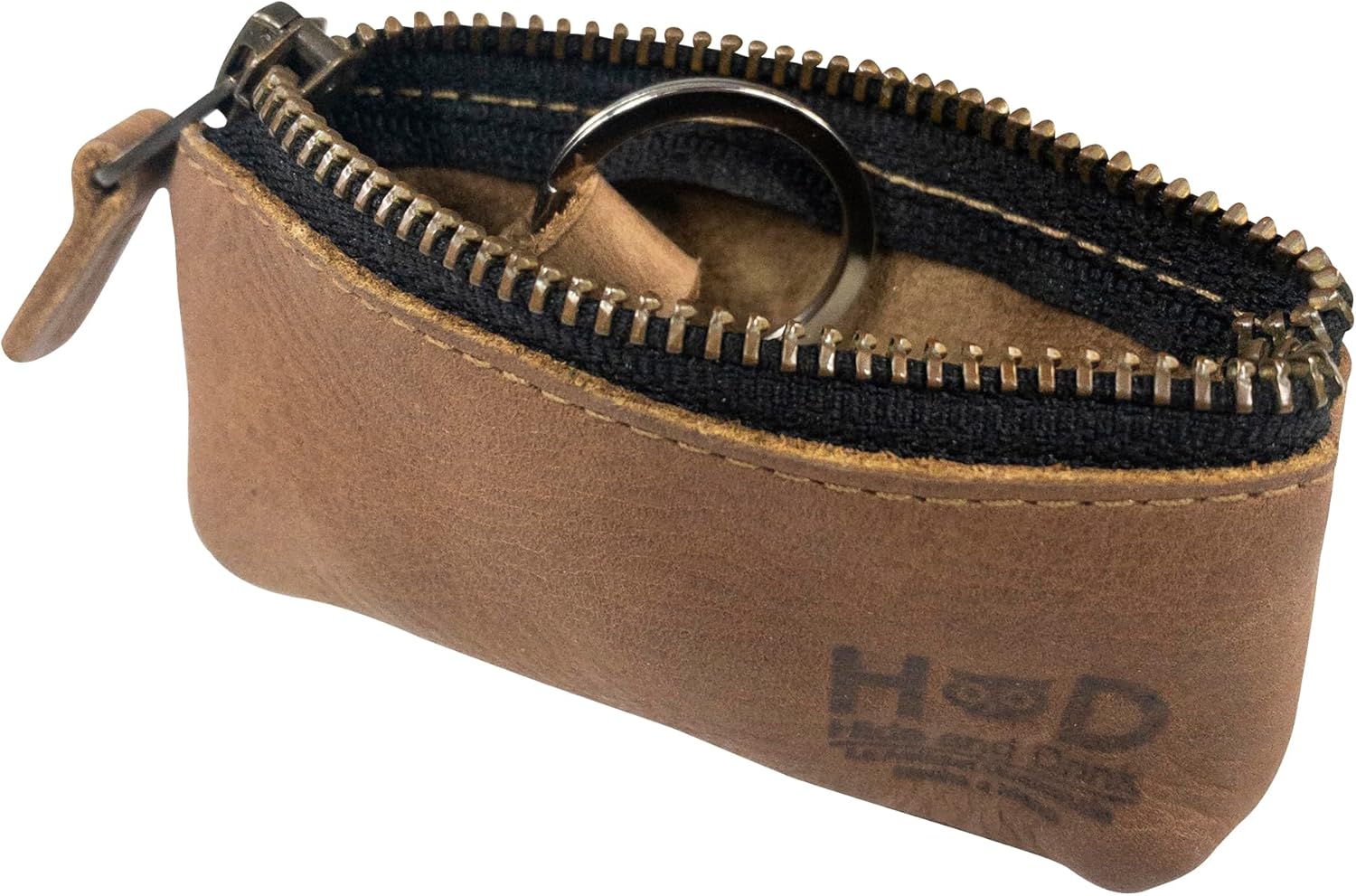 Hide & Drink, Leather Key Holder Pouch, Zippered Coin Bag, Money Purse, Earphone Holder, Charging Cable, Memory Cards Organizer, Vintage Style, Handmade - Image 3