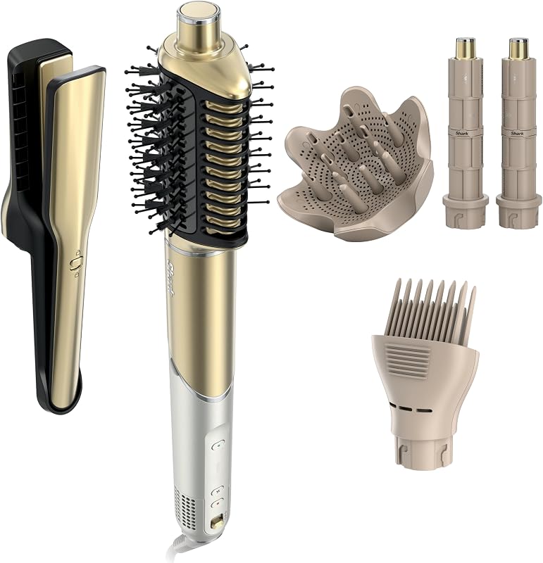 FlexStyle Glam, Ceramic+Powerful Air Styling+Drying System, HD6052S | Silki Straightener + Glossi Air Glosser, Wide-Tooth Comb & Diffuser, Scalp Shield
