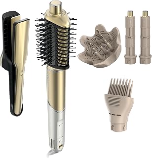 Shark Glam Ceramic & Powerful Air Styling & Drying System, with Silki Straightener & Shark Glossi Air Glosser, for Drying, Curling, Straightening & Glossing with Diffuser, HD6052S (Curly & Coily Hair)