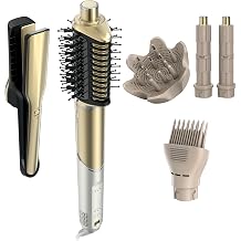 Shark Glam Ceramic & Powerful Air Styling & Drying System with Silky Straightener & Shark Gloss Air Glosser for Drying, Curling, Straightening, Glossy with Diffuser HD6052S Curly & Koilly Hair