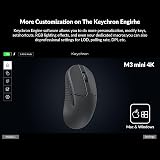 Keychron M3 - Mini mouse senza fili, sensore PAW3395 con tasto macro programmabile 26.000 DPI, 4000 Hz 2.4 GHz Bluetooth 5.1, 55 g, design ergonomico ultra leggero, colore: Nero - 3