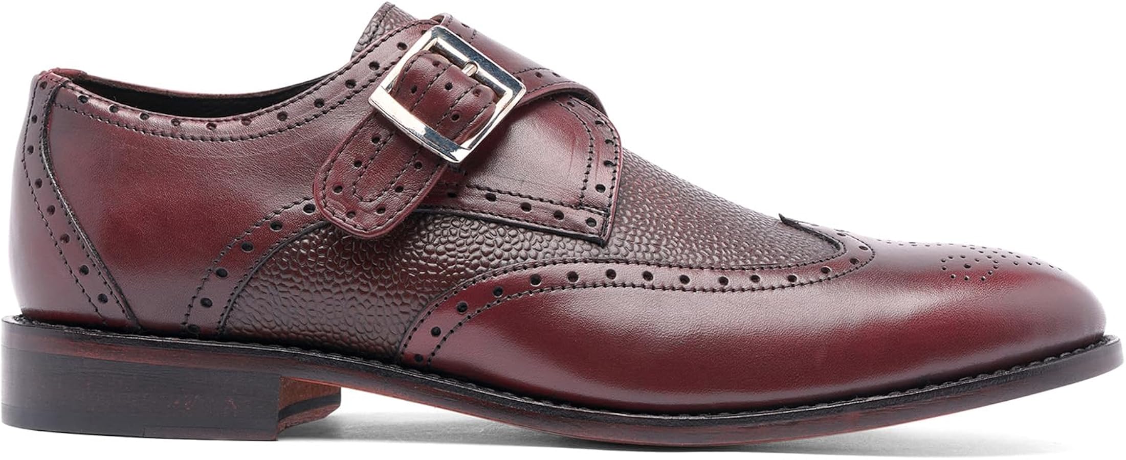 burgundy monk strap dress shoes Ariston Mens Burgundy Single Monk Strap Leather Dress Shoes, 8