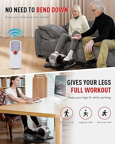 Miniatura 6 de HARISON Máquina elíptica para debajo del escritorio para personas mayores, mini elíptica con resistencia magnética de 12 niveles ajustable,