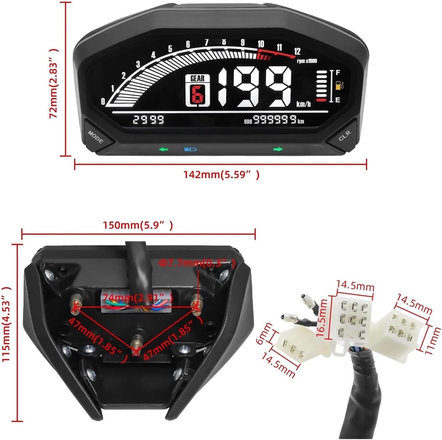 Motorcycle Speedometer Universal Motorcycle Tachometer Tachometer Odometer Gauge Indicator Dual Odometer Instrument Odometer