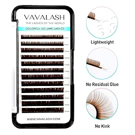 Colored Lash Extensions 0.07mm C Curl Brown Individual Volume Lashes Extensions 8-15 Mix Length Color Eyelash Extensions for Salon (Brown 0.07-C, 8-15mm)