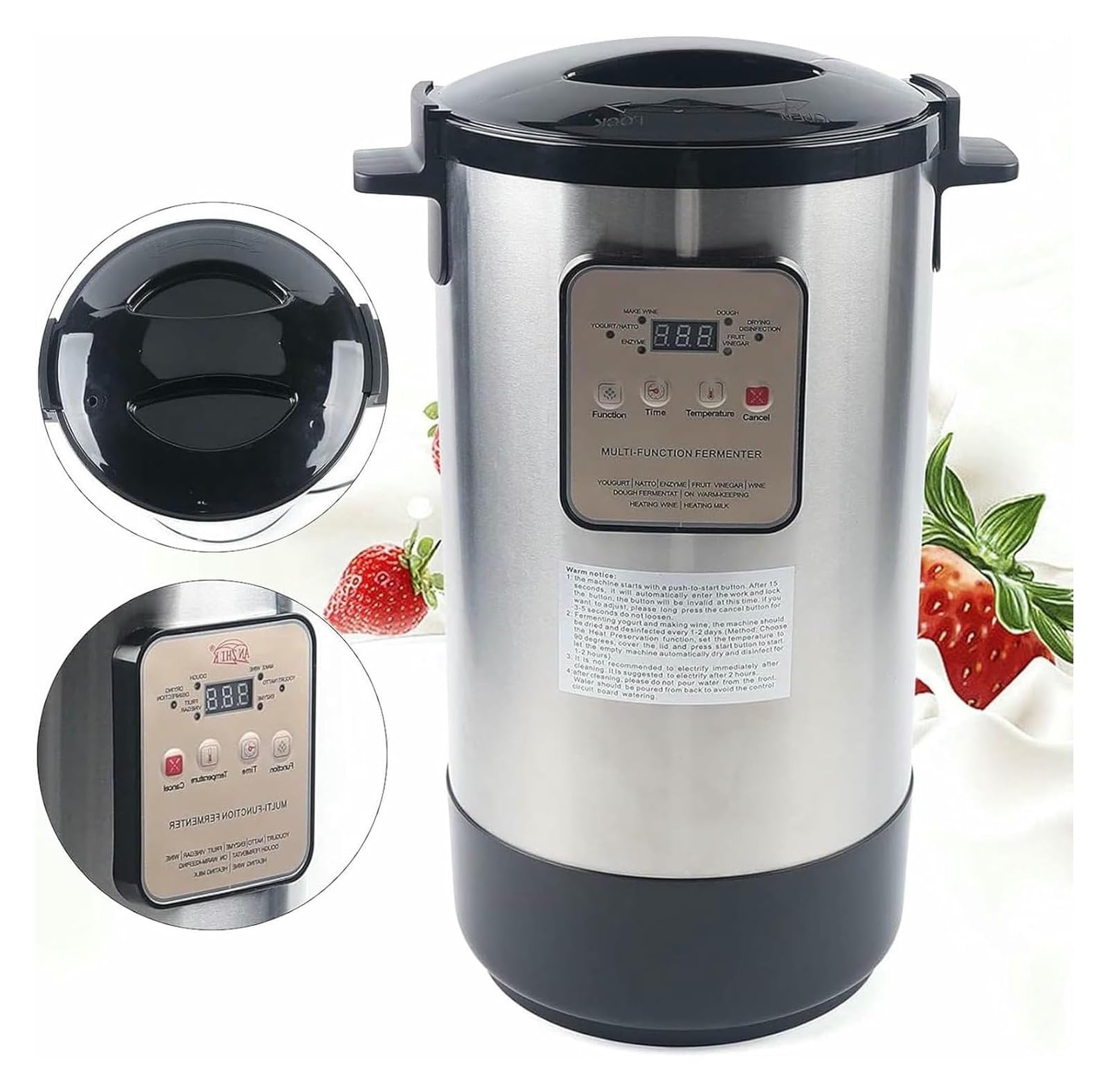Macchina di fermentazione automatica in acciaio inossidabile da 12 litri for yogurt, enzimi, pasta e aceto di frutta con controllo intelligente del tempo e della temperatura