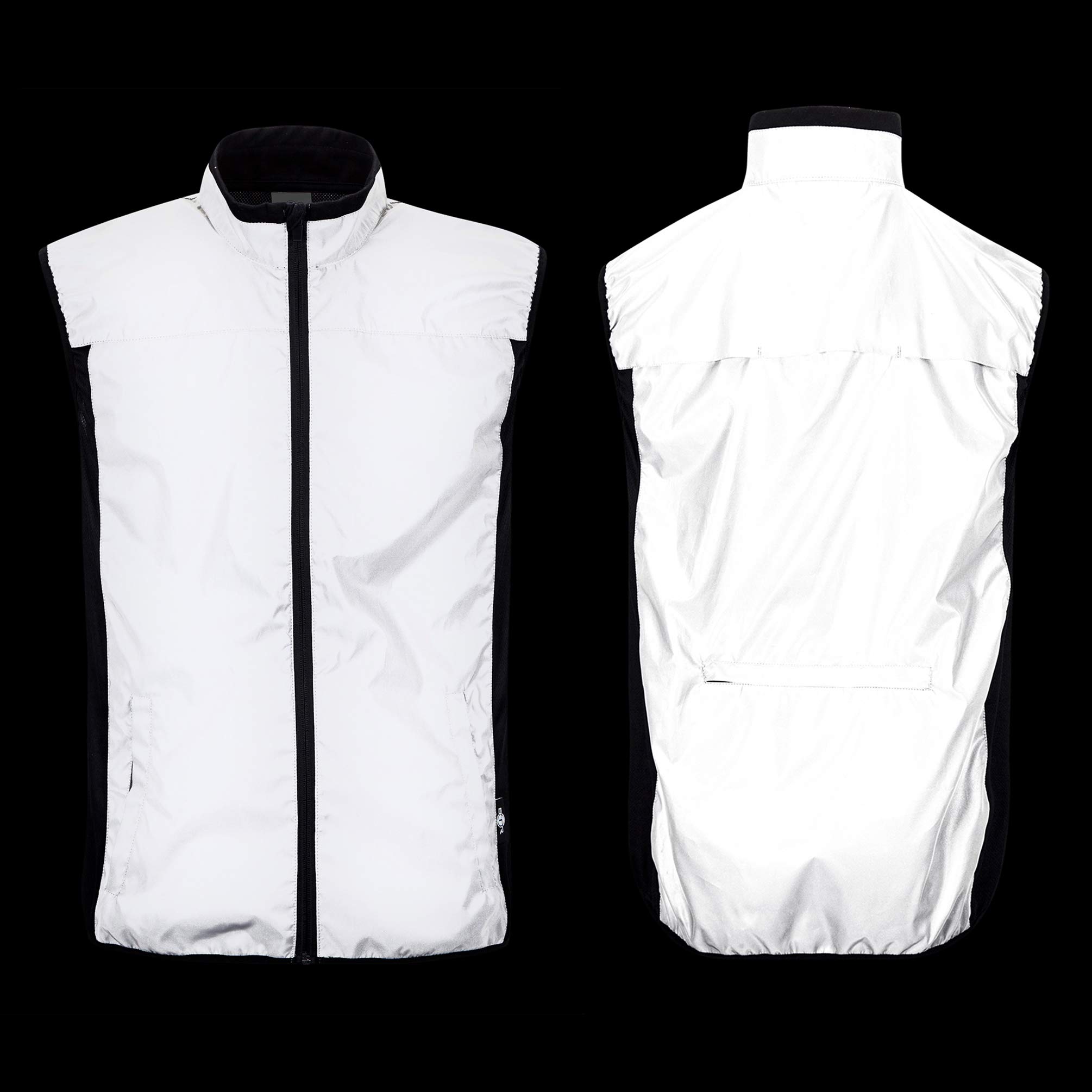 BTR Reflektierende Warnweste Fahrrad - Laufen - Joggen - Reflektorweste - Reflektierende Jacke für Herren und Damen - 2 Taschen mit Reißverschluss an der Seite