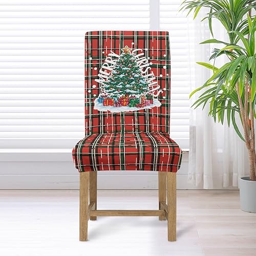 Miniatura 6 de Rnyleeg Juego de 4 fundas para sillas de comedor navideñas, para sala de estar, sin brazos, elásticas, para cóctel, fiesta, fundas para sillas de