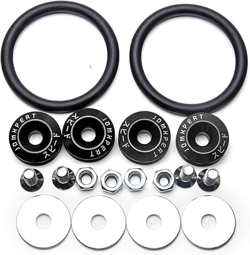 Miniatura 2 de x xotic tech 4X JDM Negro Parachoques Tronco Guardabarros Hatch Tapas De Liberación Rápida Kit Universal Aluminio CNC Billet