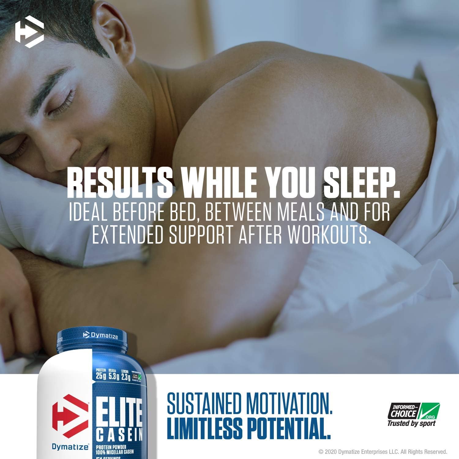 Dymatize Elite Casein Protein Powder, Slow Absorbing with Muscle Building Amino Acids, 100% Micellar Casein, 25g Protein, 5.4g BCAAs & 2.3g Leucine, Helps Overnight Recovery, Smooth Vanilla