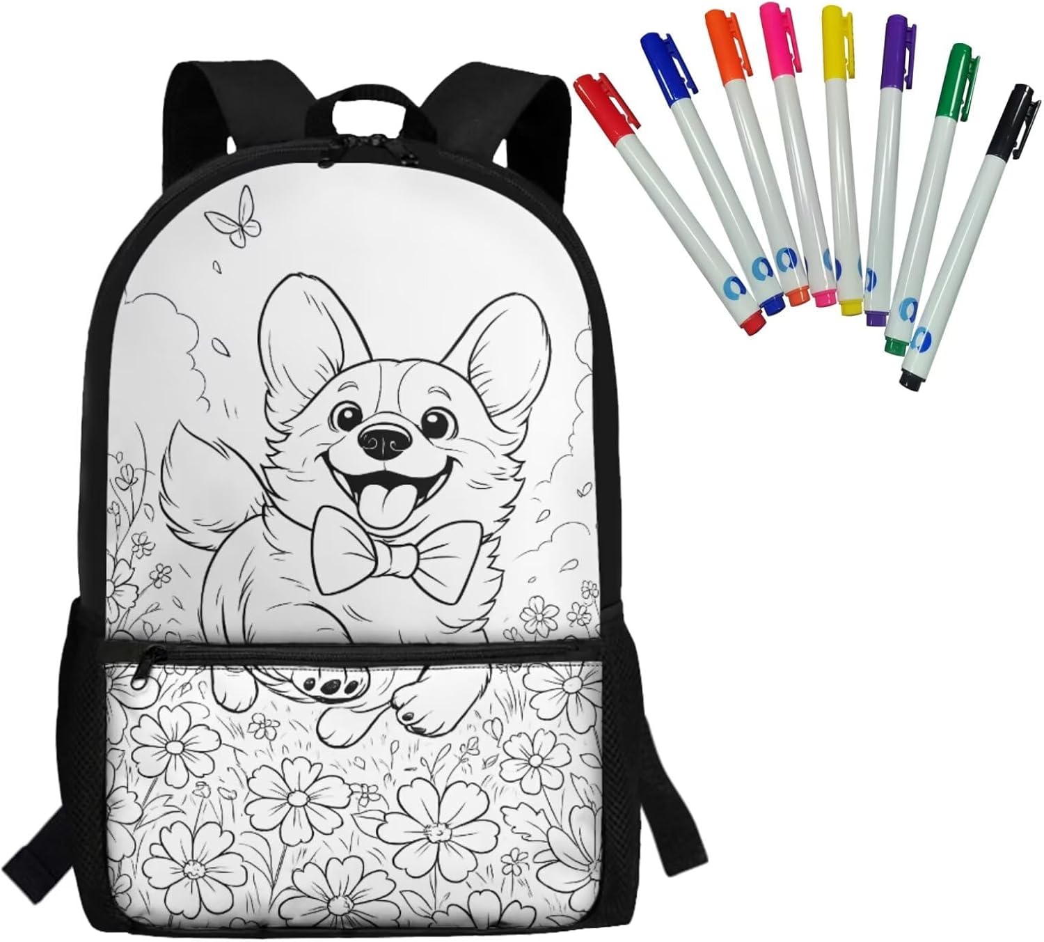 Dog Cute Backpacks for Kids Coloring Craft Coloring Kawaii Backpack with 8 Markers Color Your Own Personalized Back Pack DIY Painting Set for Girls Boys