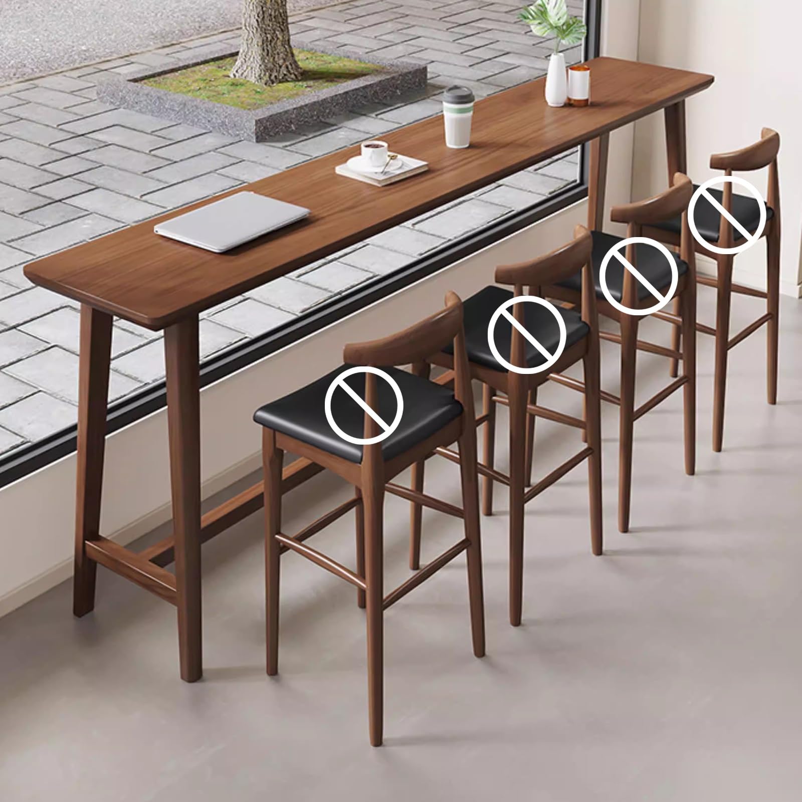 Table de bar plateau épais robuste en bois massif au style moderne