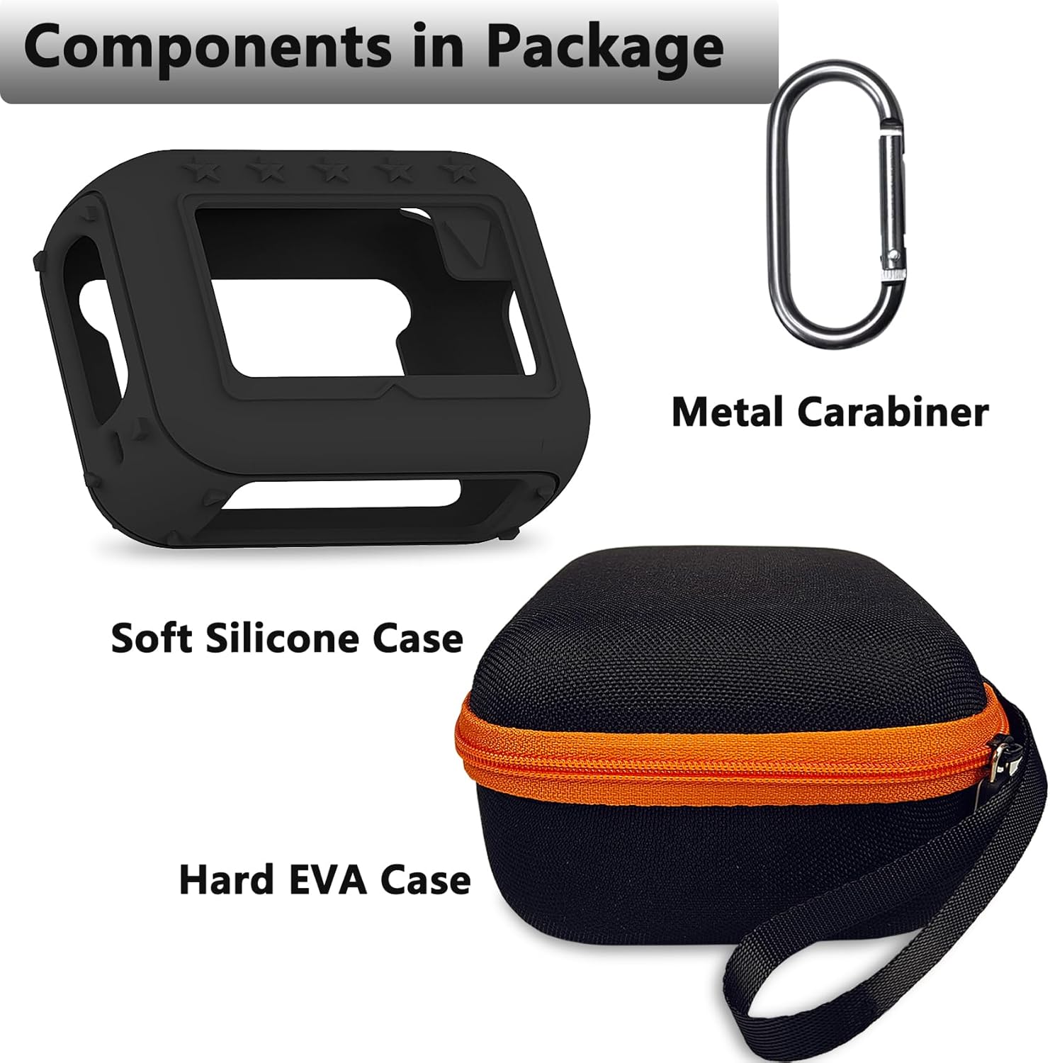 Silicone Cover and Hard Carrying Case for JBL Go 4 Portable Bluetooth Speaker, Protective Holder Carrier for JBL Go 4 Speaker Accessories (Black) - Image 3