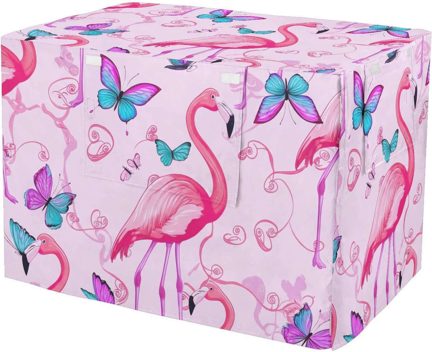 Elegant Pink Flamingos Pet Crate Cover with Roll-up Sides, Water-Resistant Dog Kennel Cover Indoor, X-Large