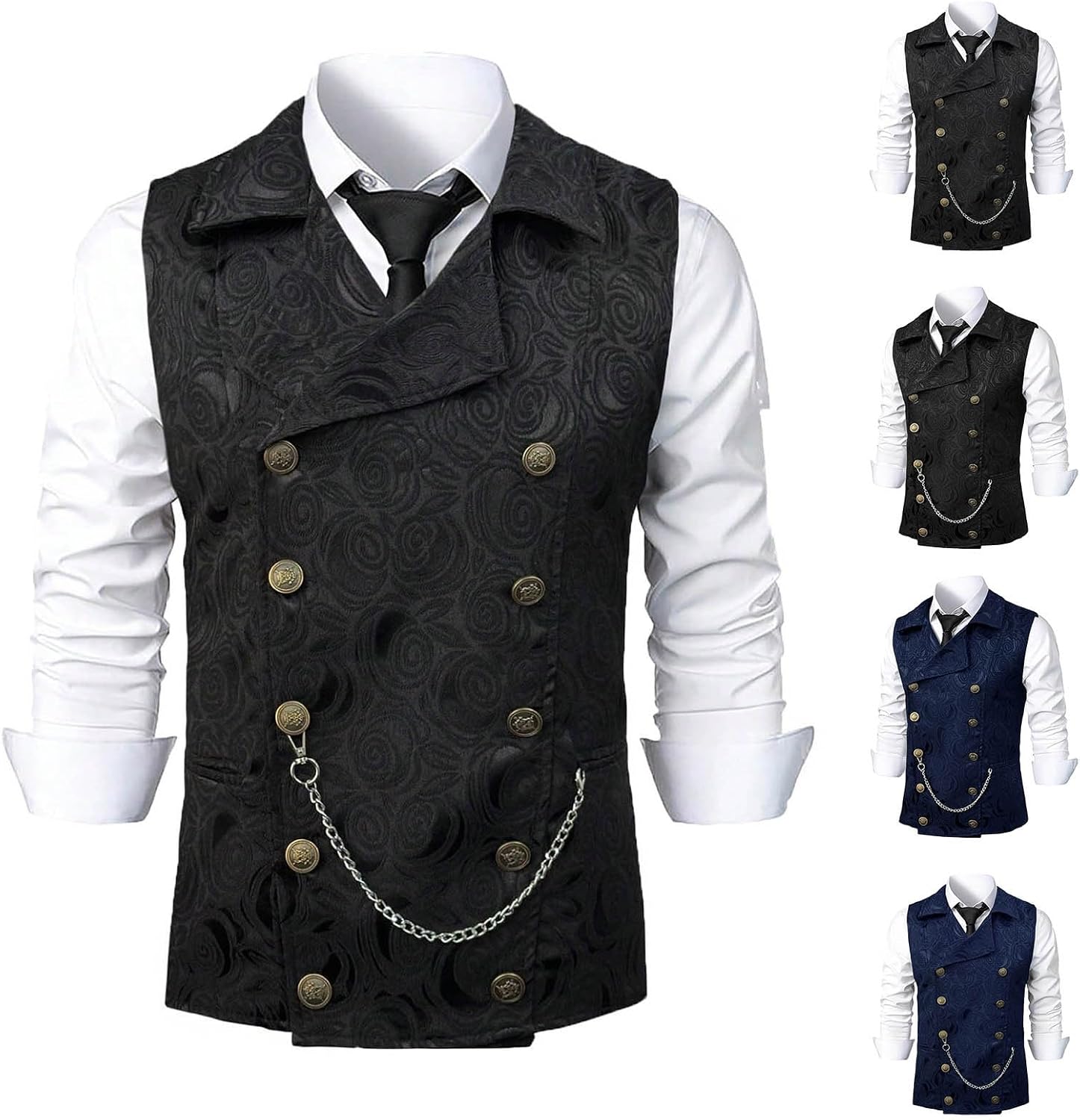 Cambkatl Mens Double Breasted Suit Vest, Stylish Paisley Slim Fit Formal Business Dress Waistcoat