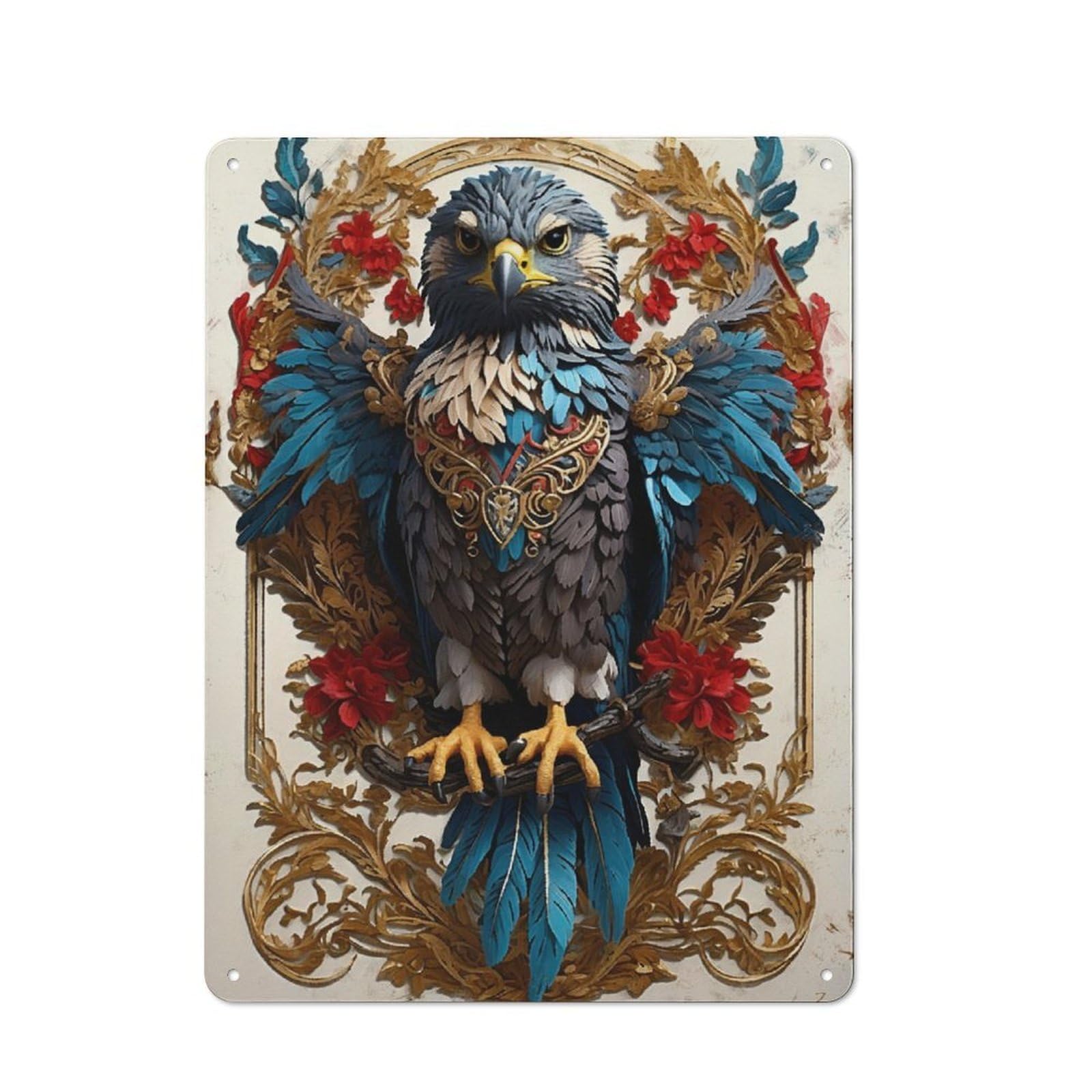 Junmoney Moonlit Wings Metal Plaque 40X30cm With For Workshop Wall, Retro Decor, For Garage, Workshop And Man Cave Decoration