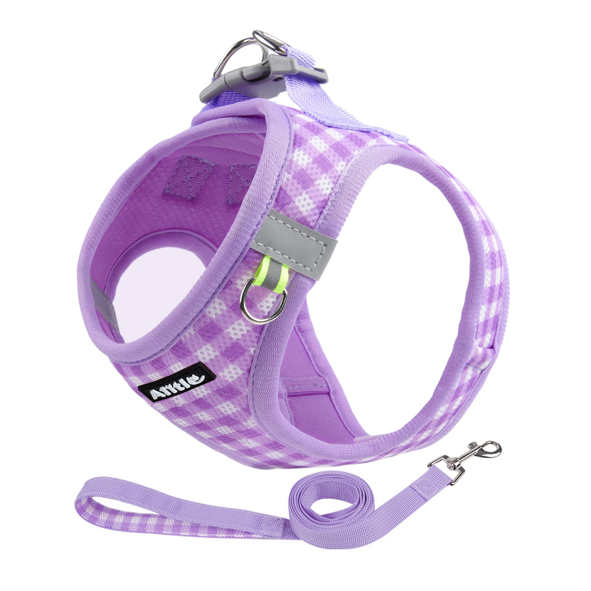 AIITLE Easy Walk Dog Vest Harness and Leash Set, Pet Supply No Pull, Breathable Mesh, Reflective Stripes, Adjustable Escape Proof Pet Outdoor Harnesses for Medium Dogs Purple L
