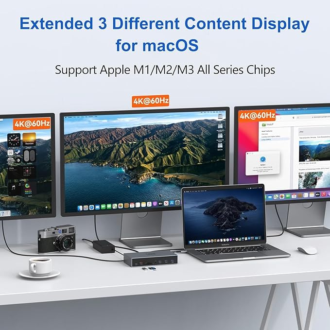 Selore&S-Global Docking Station DisplayLink 3 Monitores para MacBook M1/M2/M3/Windows miniatura 3