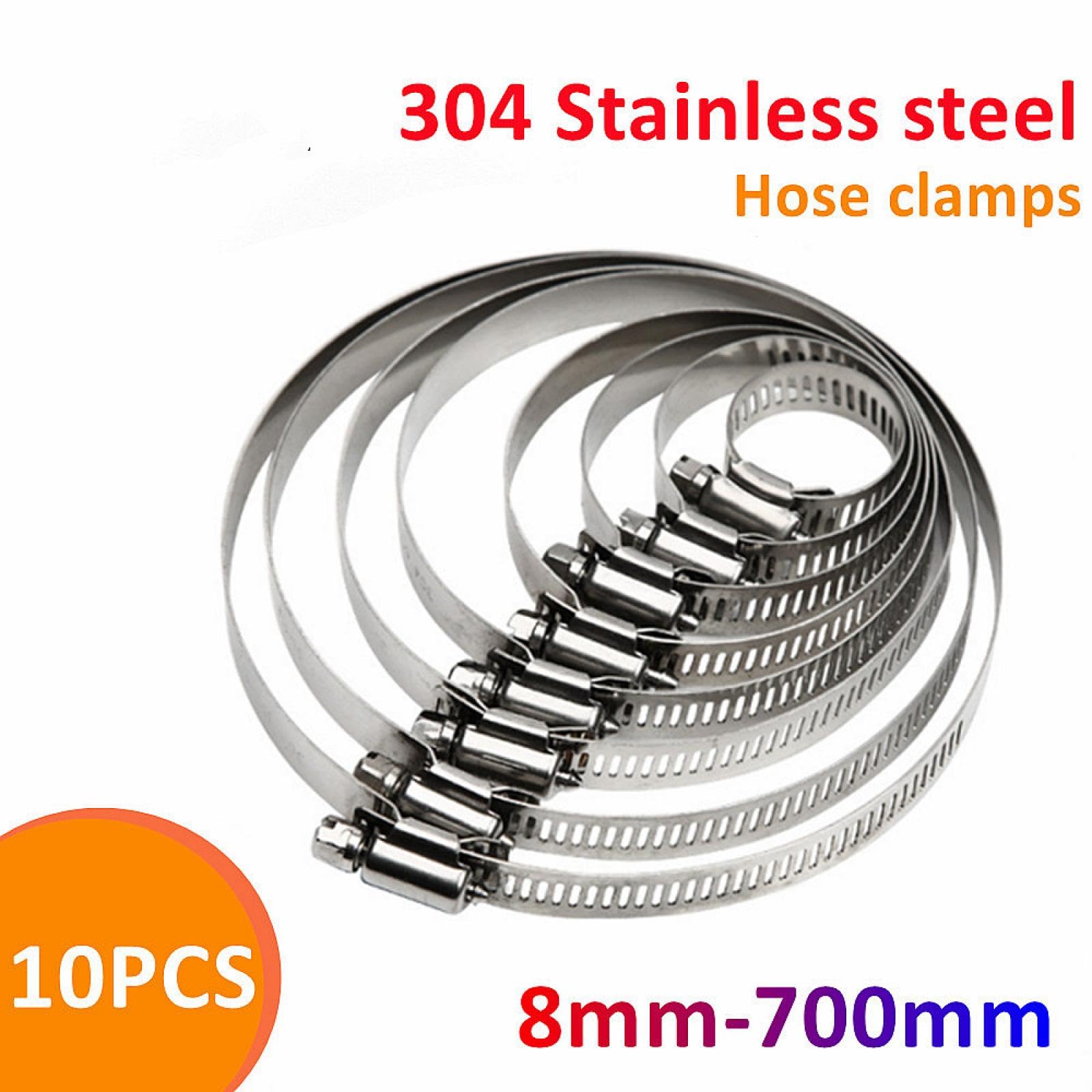 Abrazaderas de manguera de acero inoxidable ajustables de 8 mm a 700 mm para línea de combustible, tamaño sinfín, aros de clip (194-216 mm)
