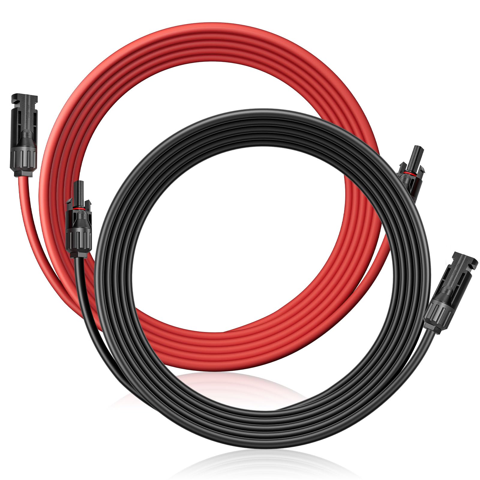 Solarkabel 4/6mm²/ Verlängerung 1M/2M/3M/4M/5M/6M/8M/10M/15M/20M – UV-beständig, TUV, VDE Zertifiziert, mit Solarsteckern, für Photovoltaikanlagen (Rot/Schwarz)