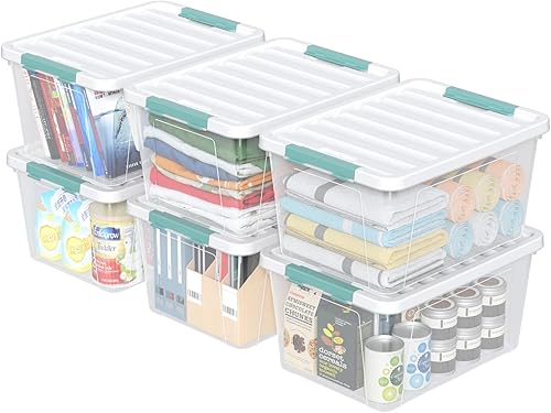 Miniatura 2 de Bblina Paquete de 6 contenedores de almacenamiento de plástico transparente con tapa contenedores de almacenamiento grandes 35 L