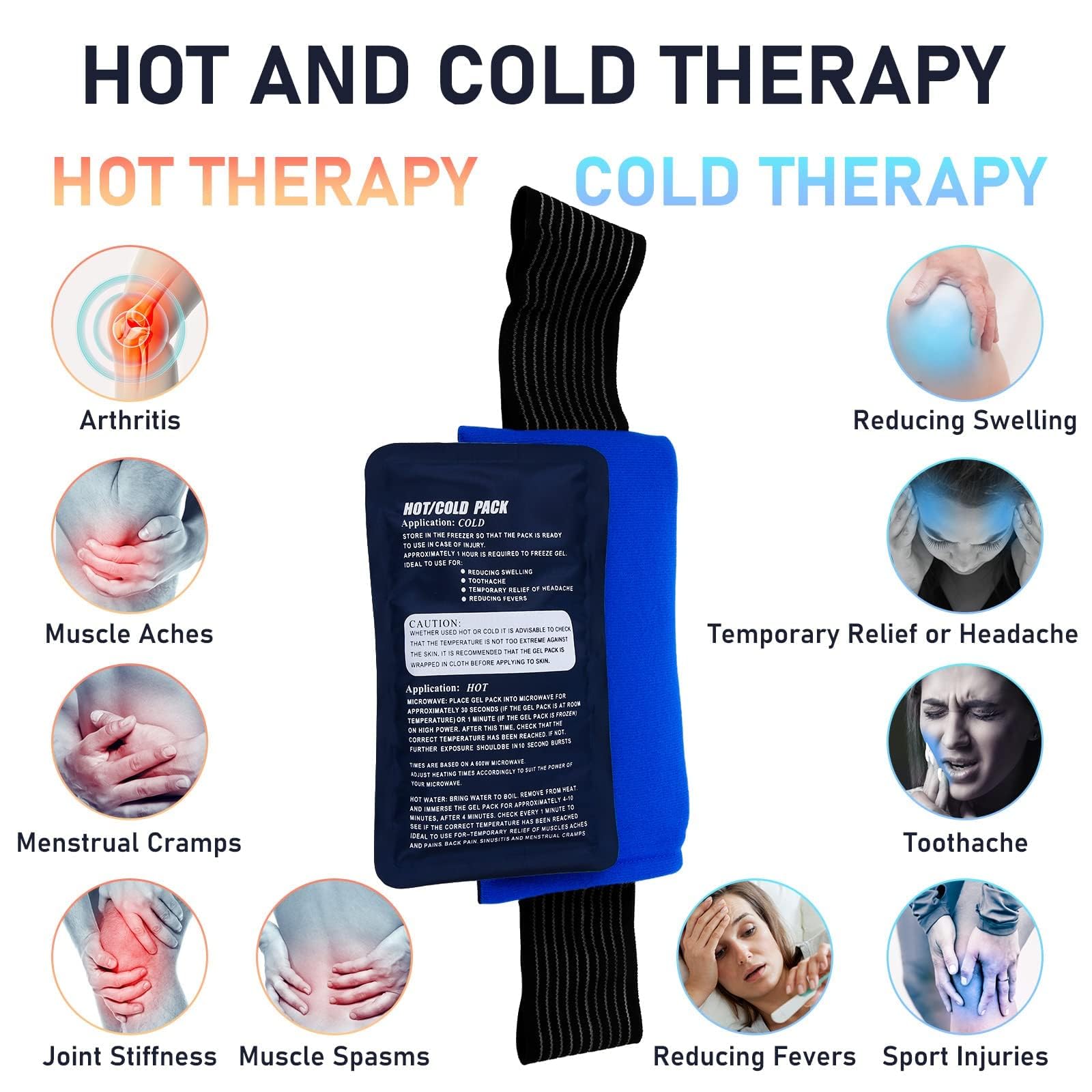 2 Pack Ice Packs For Injuries Reusable, Hot And Cold Ice