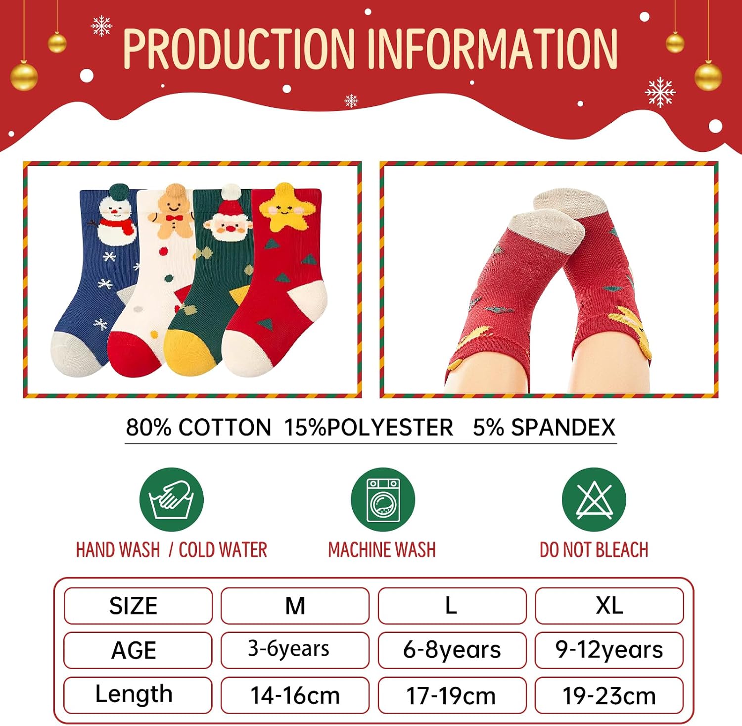 Kids Christmas Socks - 4 Pairs, Christmas Socks for Kids, Ideal Gift for Boy & Girl for Birthday & Christmas