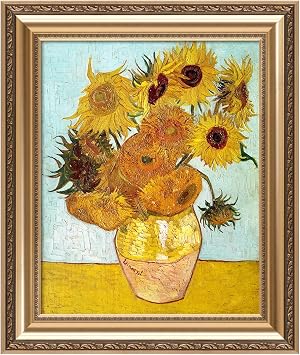 IPIC Van Gogh Sunflowers Framed Print Wall Decor, Totle Size 26x22 in
