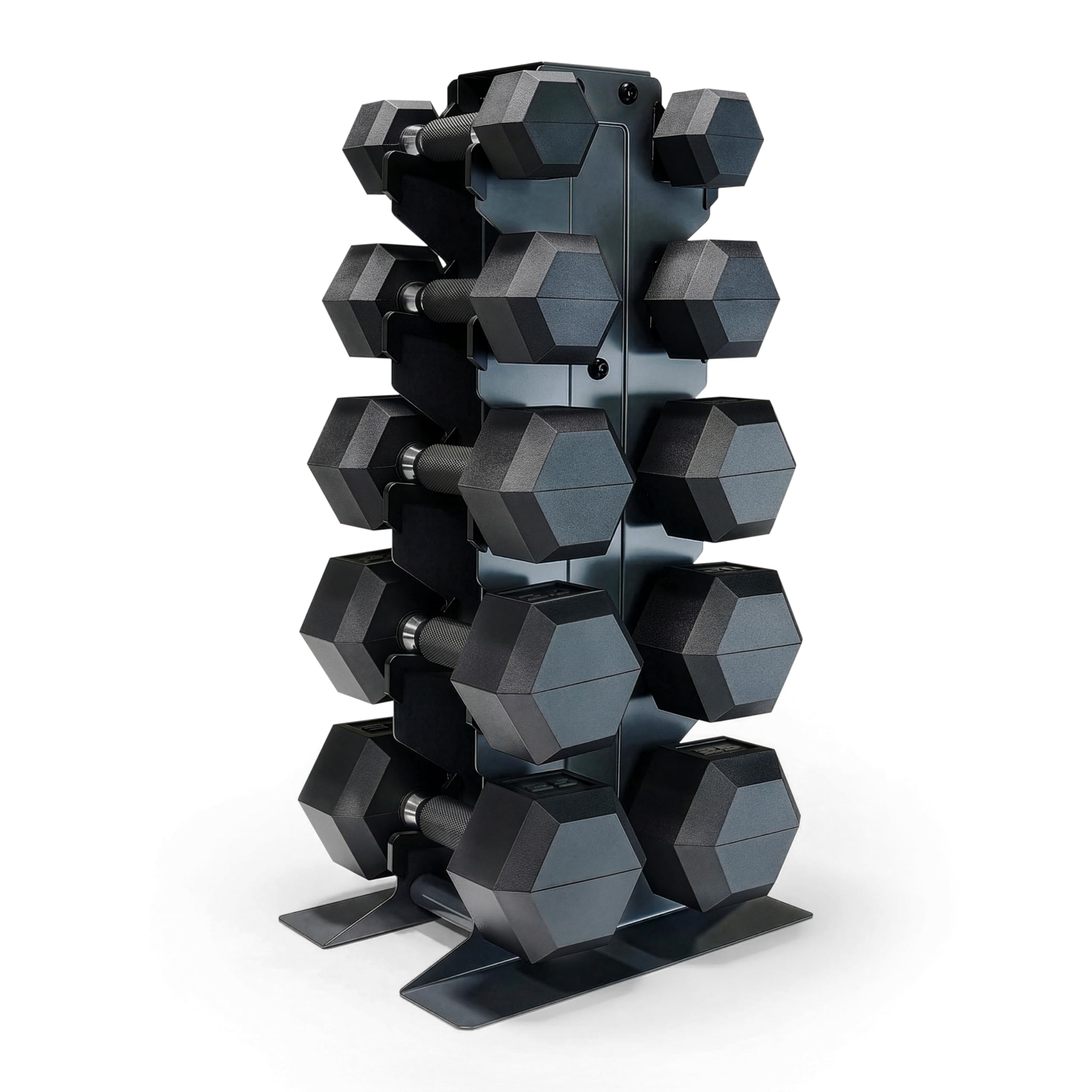 CAP Dumbbell Set with Rack, Rubber Coated Hex Free Weight Set | 100–300 lb Options, Vertical Space-Saving Storage for Home Gym Strength Training