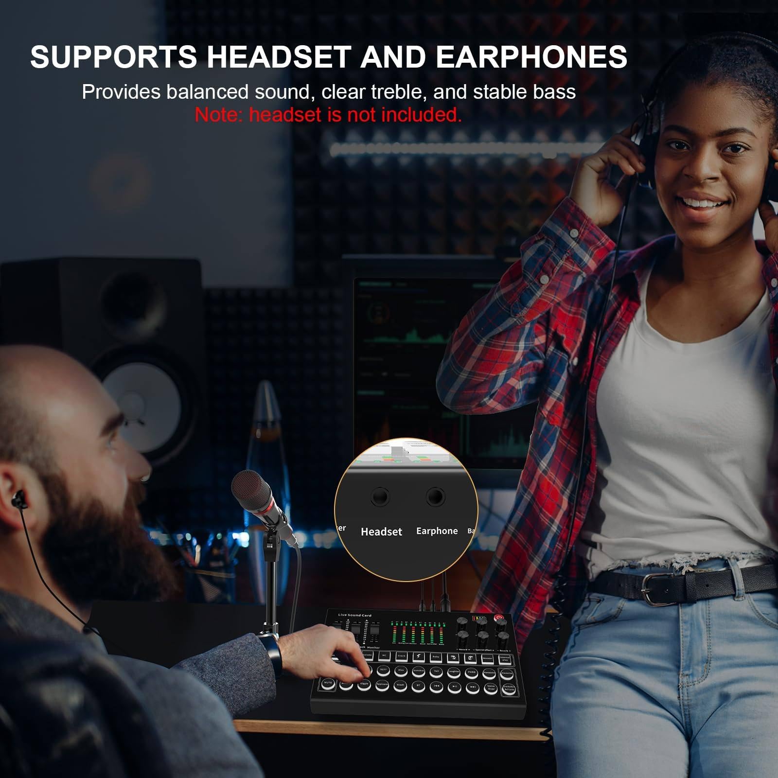Attrezzatura per trasmissione dal vivo, mixer DJ con interfaccia audio all-in-one, mixer con connettore per microfono da 3,5 mm per audio trasmesso, (Rosso)