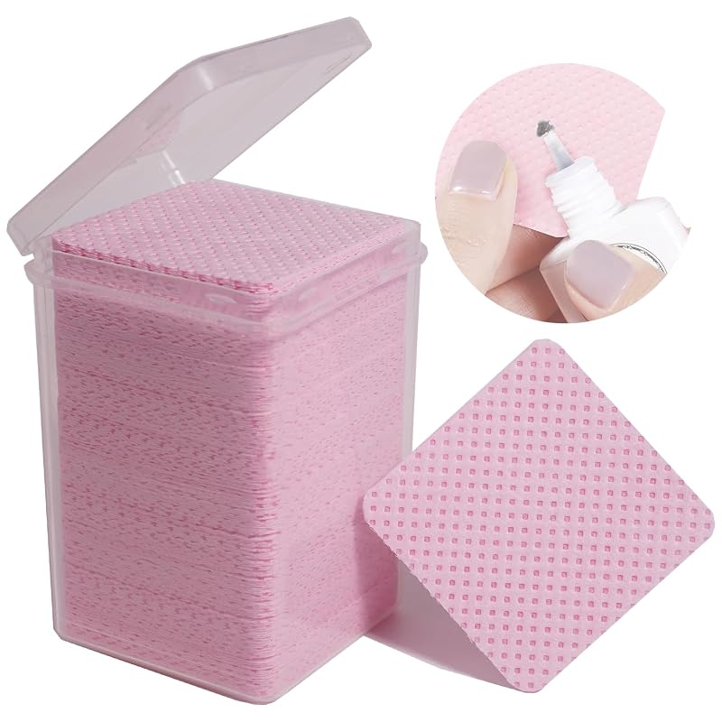 Lenços quadrados sem fiapos Seedew para cola de cílios e unhas, rosa, Pacote com 200