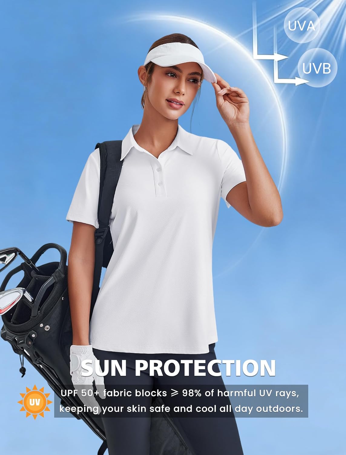 PINSPARK Womens 4 Buttons Golf Polo Shirts UPF 50+ Quick Dry Athletic Tennis Tops Collared Pickleball T Shirt - Image 4