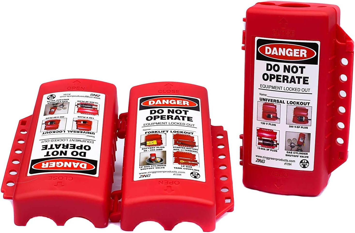 ZING 7294 RecycLockout Lockout Tagout, Universal Plug/Forklift/Cylinder Lockout, Recycled Plastic (1, Тwo Рack)