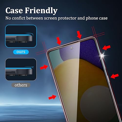 Miniatura 10 de 3+2 Paquete de 3 protectores de pantalla para Samsung Galaxy A23 4G de 6.6 pulgadas con 2 protectores de lente de cámara, vidrio templado de dureza