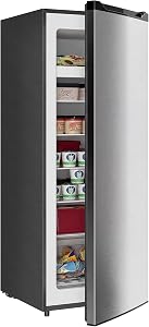 HOMCOM 7.0 Cu.Ft Upright Freezer, Convertible Refrigerator/Freezer with 6 Adjustable Glass Shelves, Reversible Door for Kitchen, Dorm, Apartment and Office, Silver