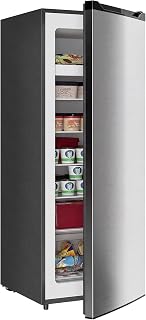 HOMCOM 7.0 Cu.Ft Upright Freezer, Convertible Refrigerator/Freezer with 6 Adjustable Glass Shelves, Reversible Door for Kitchen, Dorm, Apartment and Office, Silver