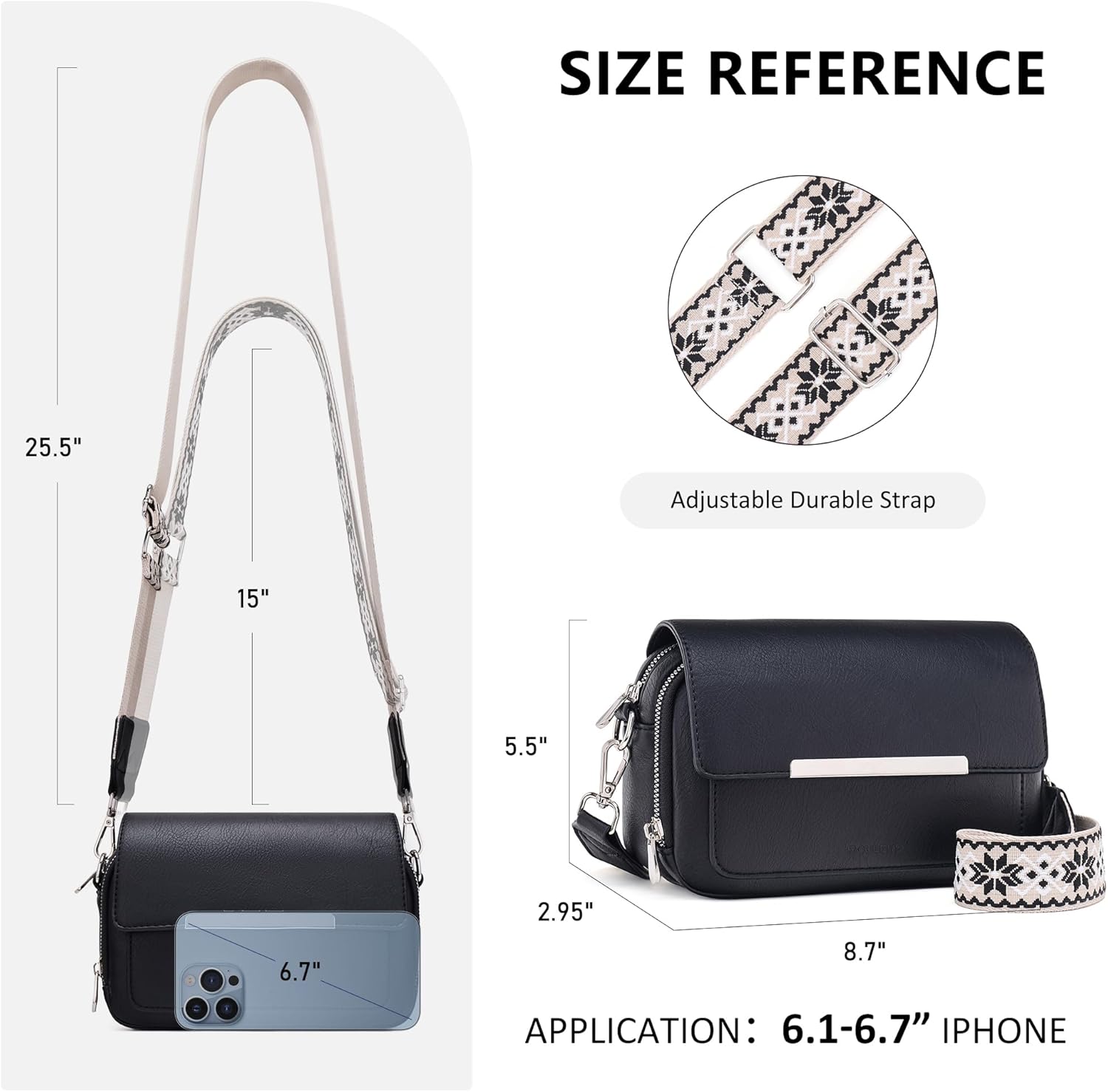 Roulens Crossbody Bags for Women Small Crossbody Wallet Purses with Card Slots Leather Shoulder Handbags Travel/Daily Use - Image 6