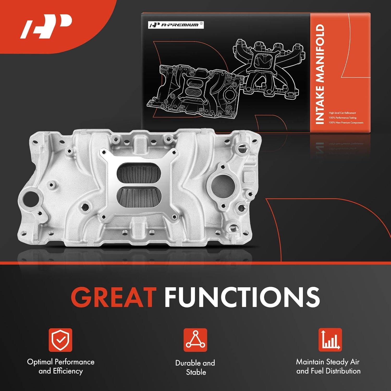 A-Premium Engine Aluminum Dual Plane Intake Manifold Compatible with Chevy V8 305 327 350 383 SBC - Chevy, GMC & More Vehicles - (65-86) - C/K, Corvette, Impala, G30 & More, Idle-5500