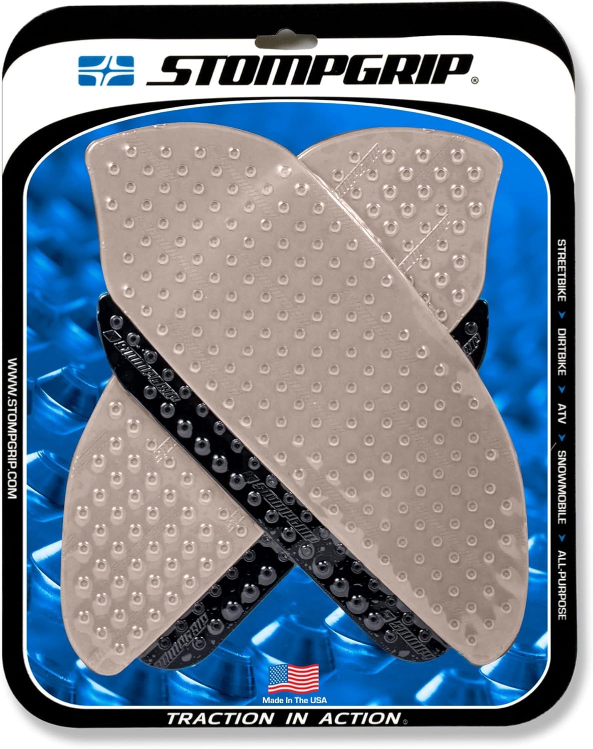 Stompgrip Motorcycle Traction Pads - STREET BIKE TANK GRIPS - VOLCANO - 0020 (Clear & Black (Hybrid))