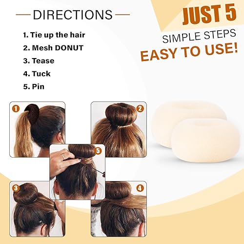 Miniatura 3 de Miss Pouty Máquina para hacer moños para el cabello (rubio)  Moldeador de bollos de rosquilla estilo anillo  Máquina para hacer bollos para el