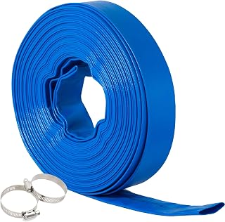 1 1/2 IN x 50 FT Pool Backwash Hose, Heavy Duty Flat Discharge Hose, Weather and Burst Resistant, Best Pool Hoses for Inground Pools, Pool Filter Hose & Pool Drain Hose