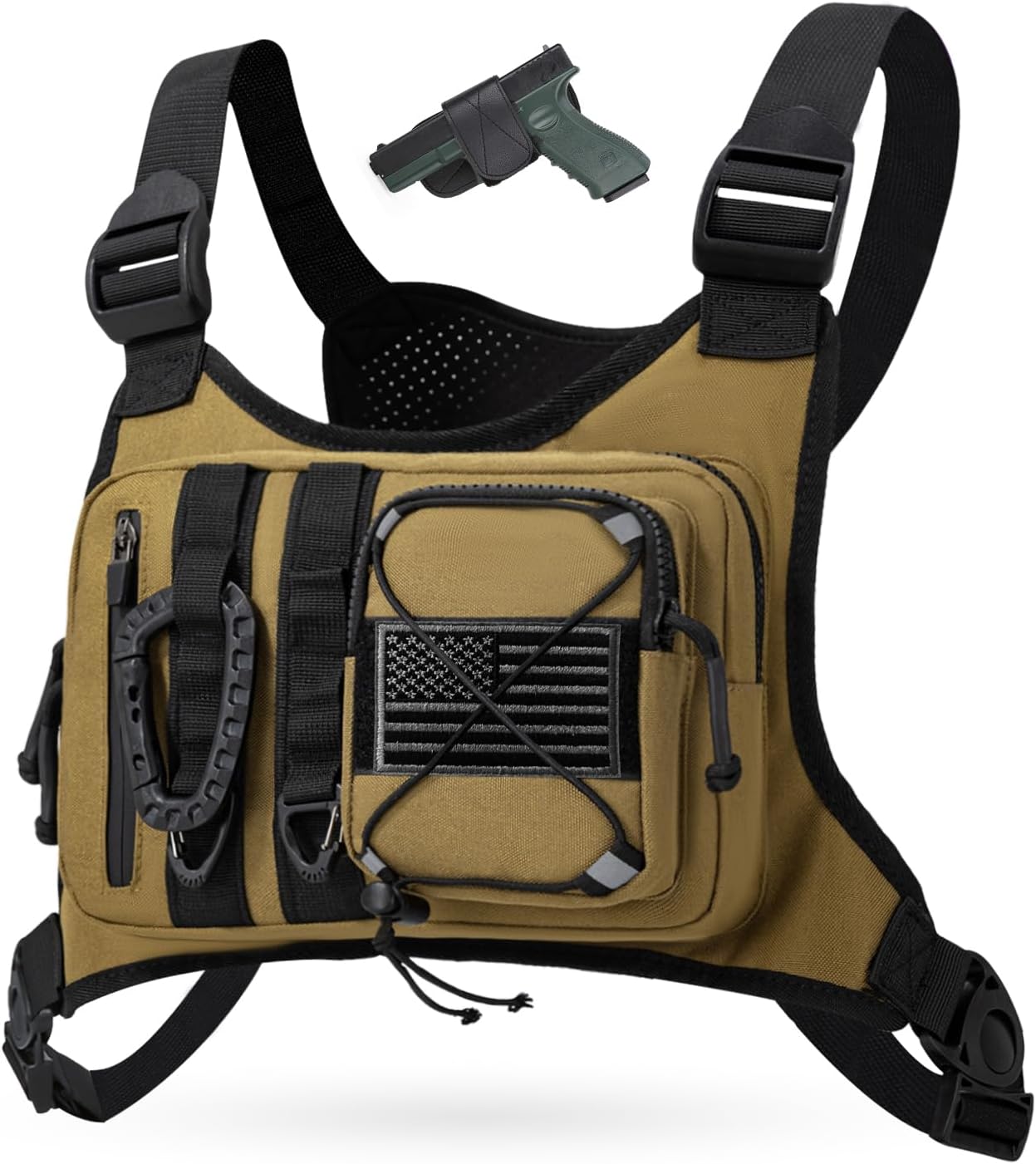 Outdoor EDC Chest Bag,Tactical Chest Bag for Men,Chest Vest with Holster,Men Chest Pack for Running,Cycling