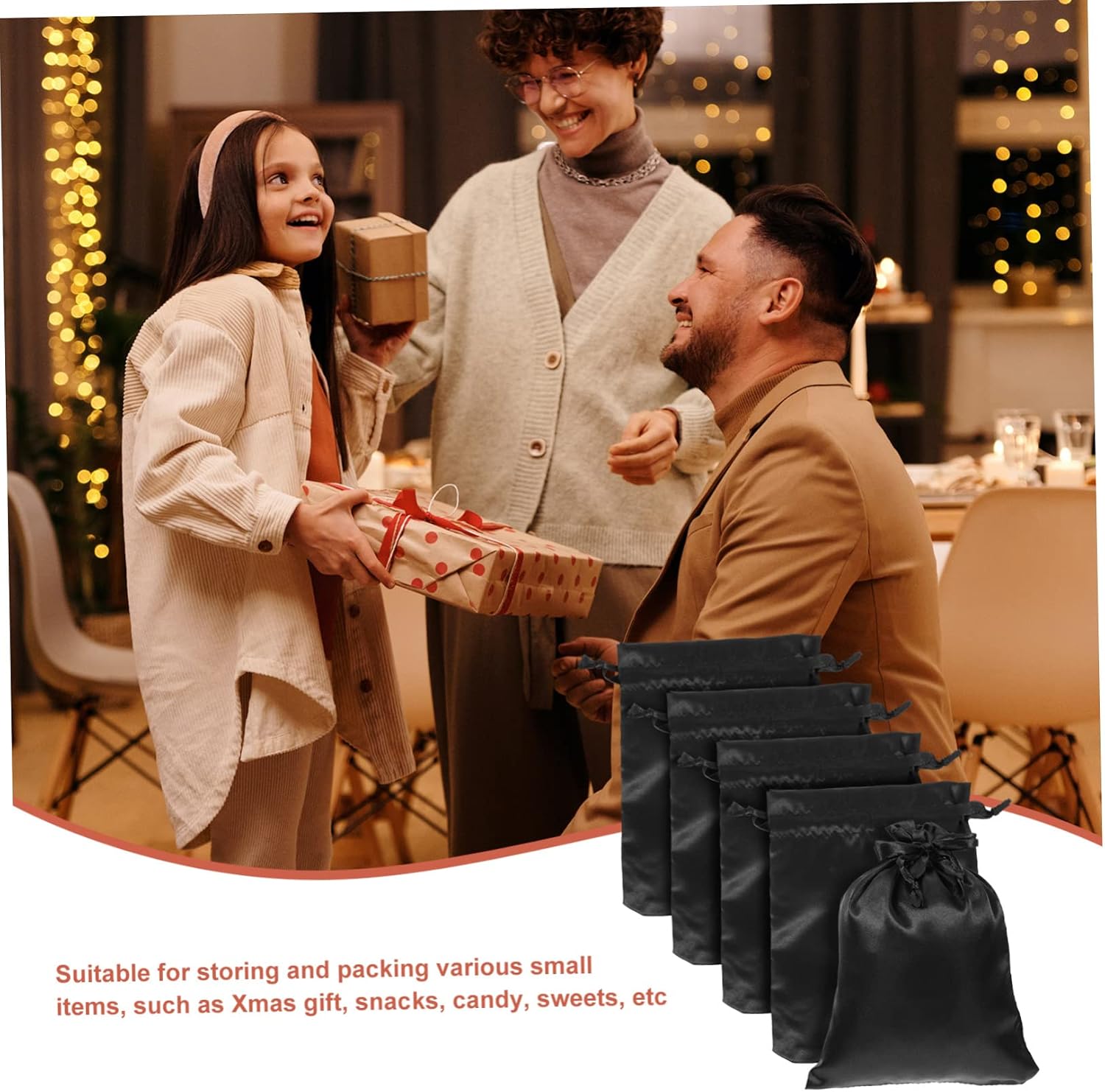 SECFOU 20pcs Satin Drawstring Gift Bags for Jewelry Wedding Favors and Party Gifts Elegant Black Pouches for Candies and Items