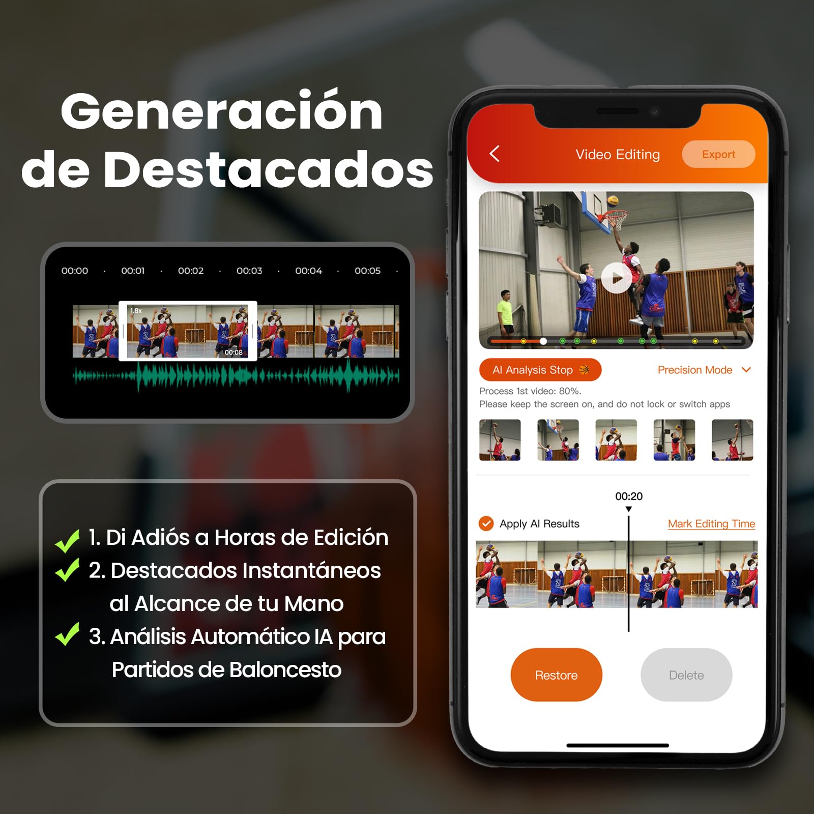XbotGo Chameleon Cámara Deportiva Automática 4K 60FPS-Cámara de Acción con Seguimiento para Fútbol y Baloncesto en Deportes de Equipo, Transmitir en Directo, Compatible con iOS y Android(Grafito Lava)
