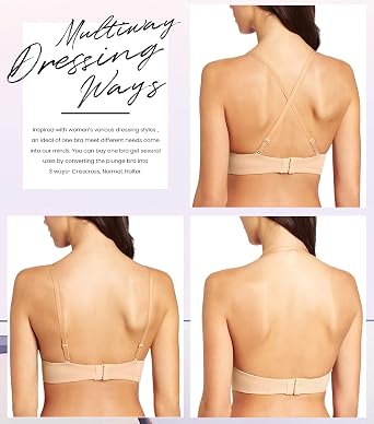 Wekofi Deep V Plunge Bras for Women Convertible Sexy Low Back Invisible Magic Wire Bra