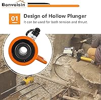 Vista 3 de Bonvoisin 20T cilindro hidráulico hueco de 4 pulgadas Jack Porta Power Ram cilindros de elevación de efecto simple 4 "carrera para maquinaria