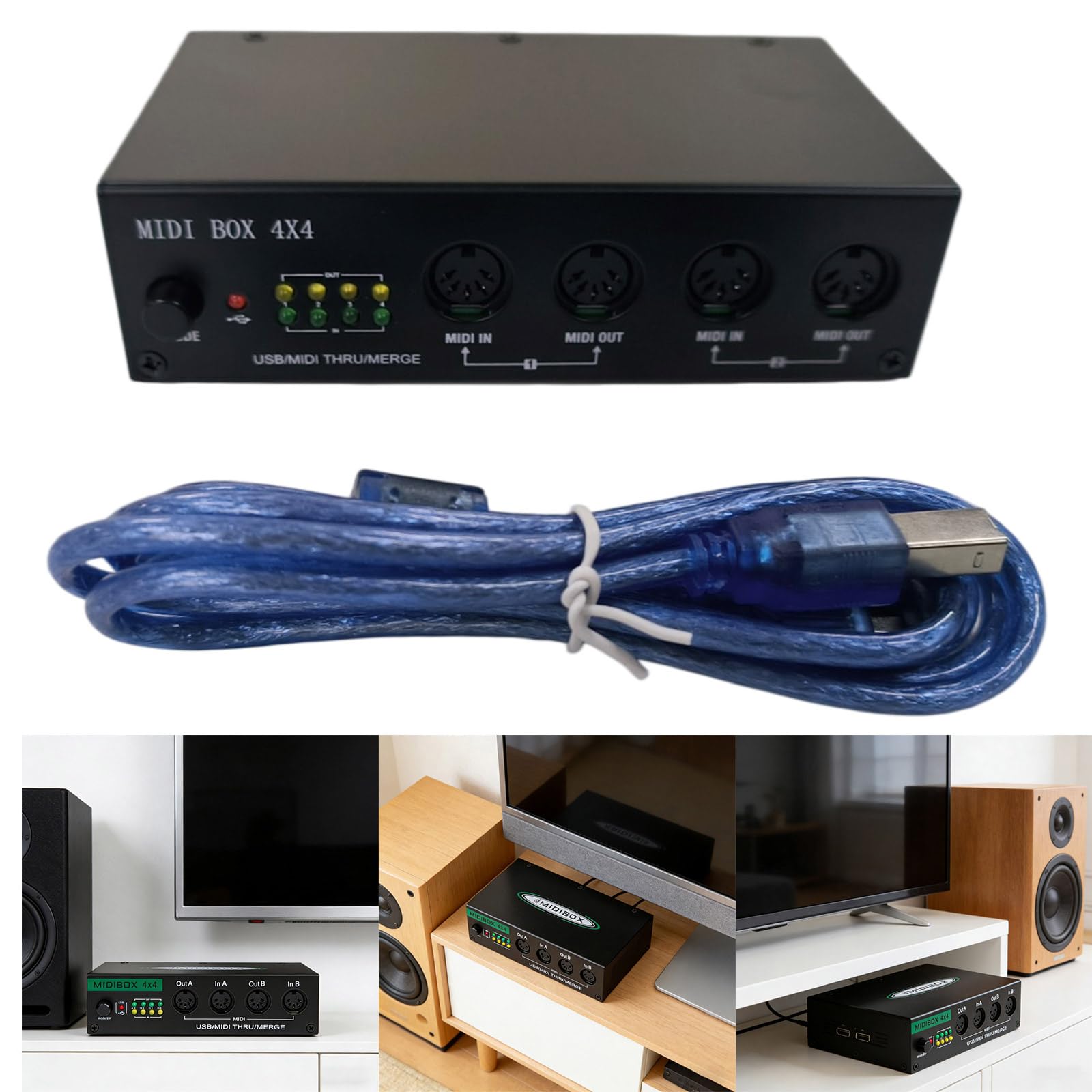 Box Editor USB a 4 porte per collegamento simultaneo di strumenti per configurazioni musicali mobili Controller per principianti